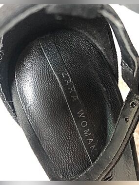 Zara Black Leather Mule Sandal - Minimal Strappy Design